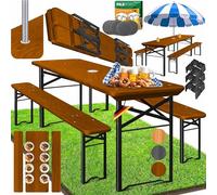 KESSER® Ensemble de meubles de jardin 3 pièces - Pliable - 170 x 46 x 75 cm - 2 bancs à bière - 1 table à bière - Table de réception - Table haute - 12 protections de sol et 6 dessous de verre en