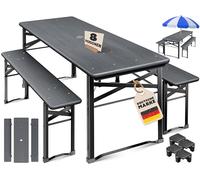 KESSER Ensemble de meubles de jardin 3 pièces - Pliable - 170 x 46 x 75 cm - 2 bancs à bière et 1 table à bière - Ensemble de chapiteau - Table mange-debout en bois - 12 protections de sol