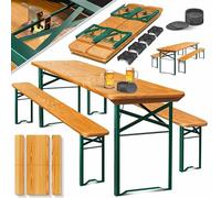 KESSER® Ensemble de meubles de jardin 3 pièces - Pliable - 220 x 50 x 77 cm - 2 bancs à bière et 1 table à bière - Ensemble de 16 pièces de protection de sol