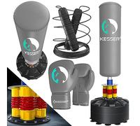 KESSER® Ensemble Sac de Frappe Debout pour Adulte avec Gants de Boxe + Corde à Sauter, Sac de Frappe sur Pied, Sac de Frappe sur Pied, MMA Boxpartner Boxpartner Boxing Trainer Fitness Sac de Frappe