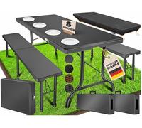 KESSER® Ensemble table et 2 bancs - 3 pièces - Table de buffet pliable - 183 x 76 x 74 cm - En plastique - Couvercle et poignées de transport