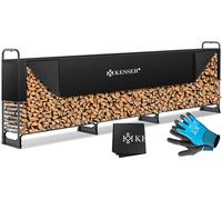 KESSER® Étagère à Bois de Cheminée en Métal - Extérieure, Cadre en Acier + Couverture & Gants - Abri de Chauffage 590kg - 390x36x117cm