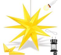 KESSER® Étoile lumineuse 3D 60 cm, Étoile de Noël à LED avec minuterie pour l'intérieur et l'extérieur, Étoile de l'Avent Étoile suspendue éclairée + lumière blanche chaude
