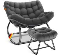 KESSER® Fauteuil à bascule avec repose-pieds, pour l'intérieur et l'extérieur, ergonomique, charge maximale : 120 kg, pieds antidérapants, résistant aux intempéries, idéal pour balcon, jardin et salon