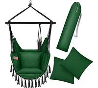 KESSER® Fauteuil Suspendu avec 2 Coussins, Porte-gobelet et Rangement pour Livres | Fauteuil Suspendu Safari XXL pour Adultes et Enfants | Hamac d'une Charge Maximum de 150 kg | Vert
