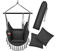 KESSER® Fauteuil Suspendu avec 2 Coussins, Porte-gobelet et Rangement pour Livres | Fauteuil Suspendu Safari XXL pour Adultes et Enfants | Hamac d'une Charge Maximum de 150 kg | Anthracite