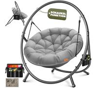 KESSER Fauteuil suspendu avec cadre Bali, balançoire suspendue, chaise suspendue jusqu'à 150 kg, pour intérieur et extérieur + coussin et poche latérale, panier suspendu, structure en acier et