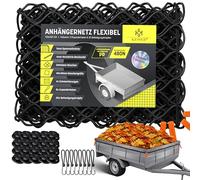 KESSER® Filet de Remorque 1 x 2 m à Mailles Fines Extensible | de Suspension Avec Corde de Serrage et Cordon Pour Sécuriser le Chargement - Sécurité Élastique - Marquages