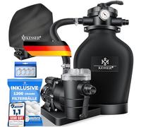 KESSER® Filtre à sable avec pompe et balles filtrantes de 1200 g | Filtre de piscine 600 W | Filtre à sable pour piscine 13200 l/h | Volume du réservoir jusqu'à 30 kg de sable | Valve 7 voies avec