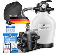 KESSER Filtre à sable avec pompe et balles filtrantes de 1200 g | Filtre de piscine 600 W | Filtre à sable pour piscine 13200 l/h | Volume du réservoir jusqu'à 30 kg de sable | Valve 7 voies avec