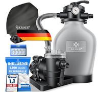 KESSER® Filtre à sable avec pompe et balles filtrantes de 1200 g | Filtre de piscine 600 W | Filtre à sable pour piscine 13200 l/h | Volume du réservoir jusqu'à 30 kg de sable | Valve 7 voies avec