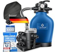 KESSER® Filtre à sable avec pompe et balles filtrantes de 1200 g | Filtre de piscine 600 W | Filtre à sable pour piscine 13200 l/h | Volume du réservoir jusqu'à 30 kg de sable | Valve 7 voies avec