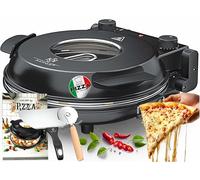 KESSER Four à pizza électrique jusqu'à 400 degrés, 1200 W, avec plaque en pierre ignifuge et minuterie de 32 cm de diamètre, 5 niveaux de chaleur et fenêtre.