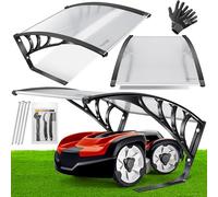 KESSER Garage pour robot tondeuse - Toit pour tondeuse à gazon - Résistant aux intempéries - Avec gants et brosse - Dimensions : 82 x 103 x 47 cm - Transparent