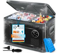 KESSER® Glacière à compresseur 2en1 double zone de réfrigération & de congélation, électrique Glacière de congélation Commande tactile LED 12/24 V 230V, Réfrigération jusqu'à -20 °C 49 Litres