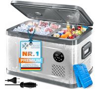 KESSER® Glacière électrique à compresseur 2 en 1, congélateur électrique 40 litres, commande tactile LED, 12/24 V et 230 V, refroidissement jusqu'à -20 °C pour voiture, camion, camping, argenté