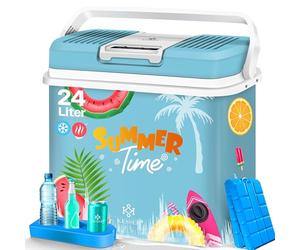 KESSER Glacière électrique de 24 litres | Refroidissement et chaleur | Glacière électrique avec 2 accumulateurs de froid 12 V et 230 V | Mini réfrigérateur | Pour voiture et camping | Classe