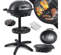 KESSER® Gril Électrique 2en1 - Pied avec Couvre-Pied | max. 2400 Watt Thermomètre | Revêtement antiadhésif | Plaque de gril XXL | Plateau intégré