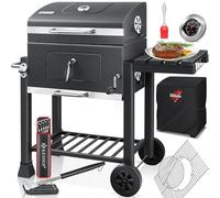KESSER® Grill Chariot XL Barbecue au charbon de bois avec couvercle, roues, poignée en acier inoxydable, grille, brosse, housse et thermomètre Barbecue au charbon de bois Chariot grand charbon