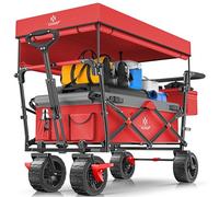 KESSER GT9000 Chariot de transport pliable avec toit - Charge maximale : 150 kg - Avec roues en caoutchouc dur et freins de stationnement (avant et arrière) - Avec serrure, couverture, intempéries et