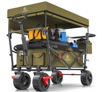 KESSER GT9000 Chariot de transport pliable avec toit - Charge maximale : 150 kg - Avec roues en caoutchouc dur et freins de stationnement (avant et arrière) - Avec serrure, couverture, intempéries et