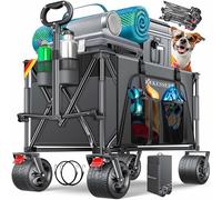 KESSER® GTR9000 Chariot à main 200 kg | 300 l d'espace de rangement Chariot de transport pliable extra large à 360° et freins de stationnement Résistant aux intempéries Avec couvercle, poche latérale