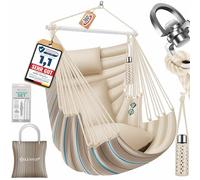 KESSER Haiti Fauteuil suspendu - Charge maximale : 150 kg - Chaise suspendue pivotante à 360 ° - Pour l'intérieur et l'extérieur - Résistant aux UV et à l'eau - Facile d'entretien - Avec 2 coussins