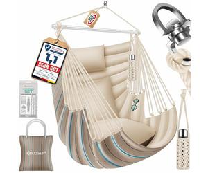 KESSER Haiti Fauteuil suspendu - Charge maximale : 150 kg - Chaise suspendue pivotante à 360 ° - Pour l'intérieur et l'extérieur - Résistant aux UV et à l'eau - Facile d'entretien - Avec 2 coussins