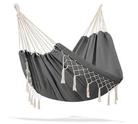 KESSER® Hamac d'une Charge maximale de 300 kg, 320 x 150 cm. Capacité de Charge de 300 kg, 1 à 2 Personnes, Respirant, avec Franges, résistant aux intempéries, idéal pour Camping ou Jardin, Gris