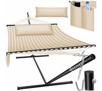 KESSER® Hamac Hill avec Support Coussin Double hamac pour 2 Personnes-Cadre Stable -200 kg de capacité de Charge Intérieur et extérieur XXL Fauteuil Suspendu Double Multi-Personnes