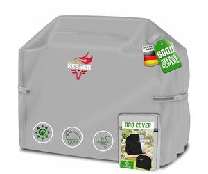 KESSER Housse de protection pour barbecue à gaz de qualité supérieure - Résistante aux intempéries - Pour Weber, Brinkmann, Char Broil - Tissu Oxford 600D indéchirable - 132 x 66 x 109 cm - Gris