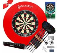 KESSER® Jeu de fléchettes en liège avec 21 fléchettes professionnelles, 9 fléchettes haute précision, pointe en métal, avec Cible et kit de montage