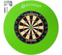 KESSER® Jeu de fléchettes pour pointes en acier, avec cible en liège, 9 fléchettes à pointe métallique, 21 ailettes Pro et accessoires, matériel de montage inclus