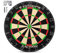 KESSER® Jeu de fléchettes pour pointes en acier, avec cible en liège, 9 fléchettes à pointe métallique, 21 ailettes Pro et accessoires, matériel de montage inclus
