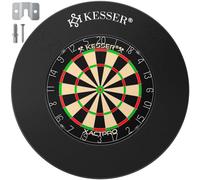 KESSER® Jeu de fléchettes pour pointes en acier, avec cible en liège, 9 fléchettes à pointe métallique, 21 ailettes Pro et accessoires, matériel de montage inclus