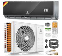 Kesser® Kit de climatisation Split Quick Connect 12000 BTU 3,4 kW - Appareil climatiseur WiFi & App avec fonction de chauffage & mode de refroidissement Climatiseur mural, avec tuyauterie en cuivre