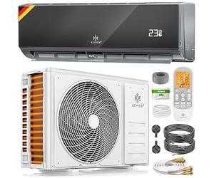 Kesser® Kit de climatisation Split Quick Connect 12000 BTU 3,4 kW - Appareil climatiseur WiFi & App avec fonction de chauffage & mode de refroidissement Climatiseur mural, avec tuyauterie en cuivre
