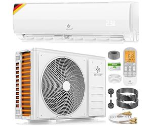 Kesser® Kit de climatisation Split Quick Connect 12000 BTU 3,4 kW - Appareil climatiseur WiFi & App avec fonction de chauffage & mode de refroidissement Climatiseur mural, avec tuyauterie en cuivre