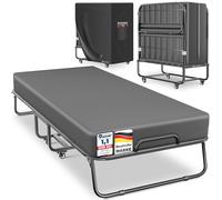 KESSER® Lit d'appoint pliable 200 x 90 cm avec matelas en mousse à mémoire de forme et roulettes - Lit de voyage pliable avec cadre en métal pour adulte - Charge maximale : 250 kg - Lit en métal avec