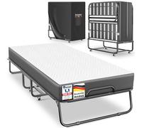 KESSER® Lit d'appoint pliable 200 x 90 cm avec matelas en mousse à mémoire de forme et roulettes - Lit de voyage pliable avec cadre en métal pour adulte - Charge maximale : 250 kg - Lit en métal avec
