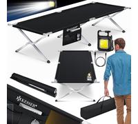 KESSER® Lit de Camping Pliant avec Sac de Transport et Poche latérale 210 x 73 x 45 cm Charge maximale 150 kg Tube métallique 600D Tissu Oxford Portable Chaise Longue de Voyage Confortable avec Sac