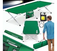 KESSER® Lit de Camping Pliant avec Sac de Transport et Poche latérale 210 x 73 x 45 cm Charge maximale 150 kg Tube métallique 600D Tissu Oxford Portable Chaise Longue de Voyage Confortable avec Sac