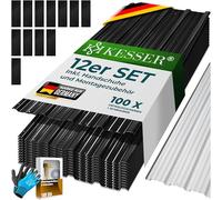 KESSER Lot de 12 plaques profilées en tôle trapézoïdale de 7 m², plaques de toit pour abri de outils, plaques de toit en acier galvanisé 0,25 mm, avec gants de montage (noir, 129 x 45 cm / 12 pièces)