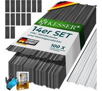 KESSER® Lot de 14 plaques profilées trapézoïdales - 110 cm x 46 cm = 7 m² - Tôle de toit pour abri de jardin - Plaques acier galvanisé 0,25 mm - Accessoires inclus