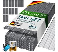 KESSER® Lot de 14 plaques profilées trapézoïdales - 110 cm x 46 cm = 7 m² - Tôle de toit pour abri de jardin - Plaques acier galvanisé 0,25 mm - Accessoires inclus