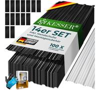 Kesser® Lot de 14 tôles trapézoïdales profilées, 110x46 cm, 7 m² de tôle de toiture en acier galvanisé 0,25 mm, plaques de toiture pour abris de jardin, remise et toit + vis, rondelles et gants de