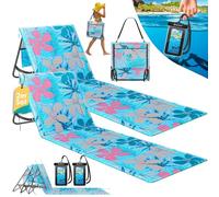 KESSER® Lot de 2 Matelas de Plage Pliables avec Dossier réglable, Sangle de Transport, Sac étanche & Rangement - Chaise Longue Pliable pour la Plage, Le Jardin & la terrasse pouvant Supporter 130 kg