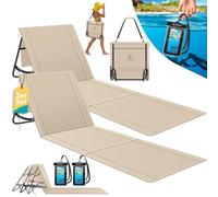 KESSER® Lot de 2 Matelas de Plage Pliables avec Dossier réglable, Sangle de Transport, Sac étanche & Rangement - Chaise Longue Pliable pour la Plage, Le Jardin & la terrasse pouvant Supporter 130 kg