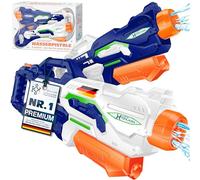KESSER Lot de 2 pistolets à eau - Portée : 10 à 11 m - Capacité : 1500 ml - Jouet de plage en plein air - Pour enfants et adultes