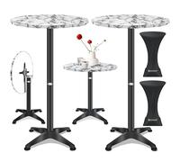 KESSER® Lot de 2 tables de bistrot pliables 2 en 1 - Plateau en aluminium et acier inoxydable - Hauteur réglable 70 cm/115 cm - Table de fête Ø 80 cm - Pour l'intérieur et l'extérieur - Table de